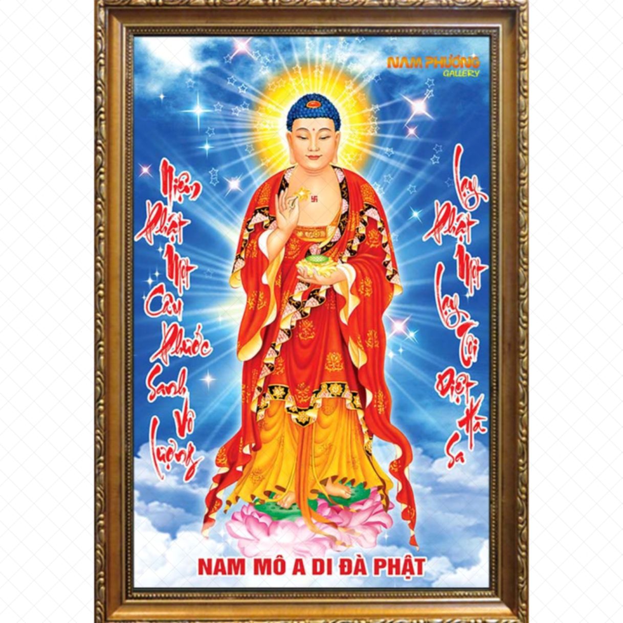 Tranh Phật A Di Đà Sơn Dầu Canvas 50x80cm Tinh Tế Tâm Linh 