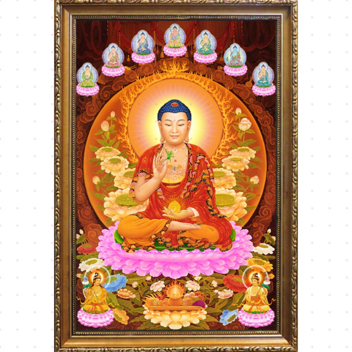 Tranh phật dược sư sơn dầu canvas 50x80cm bản quyền nghệ thuật 