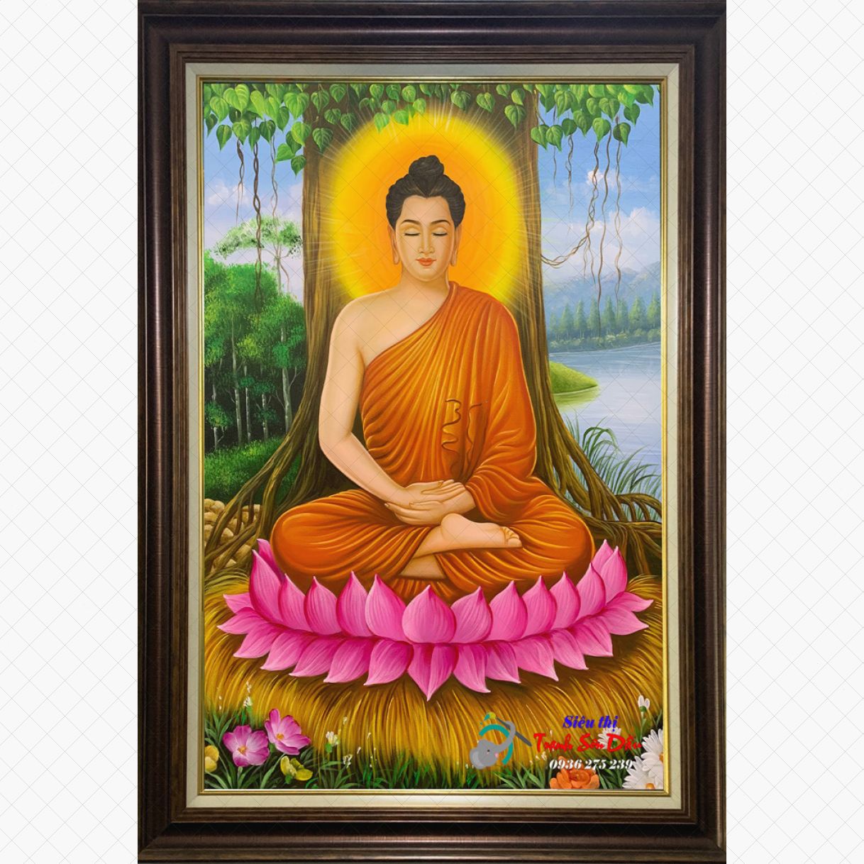 Tranh Thích Ca Mô Ni Phật sơn dầu canvas vẽ tay chuẩn 