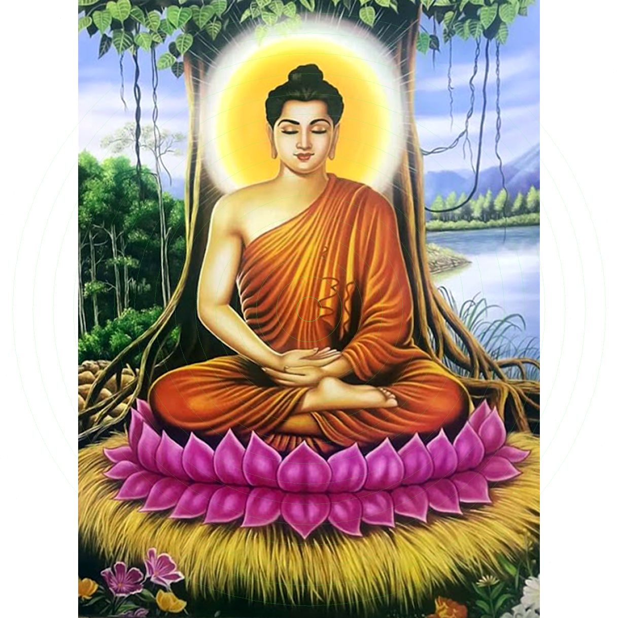 Tranh sơn dầu Bổn sư Thích Ca độc bản vẽ tay đẹp 