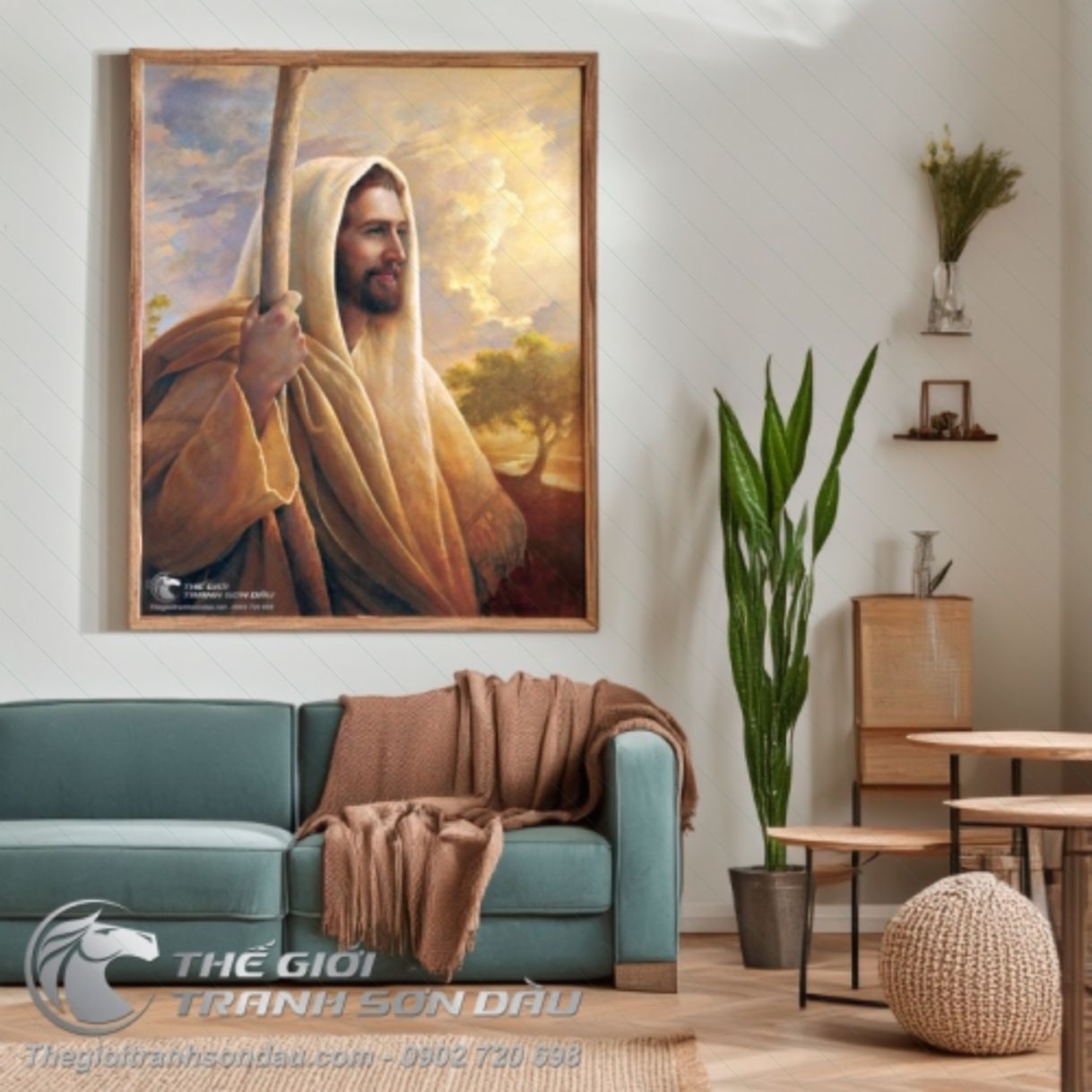 Tranh Chúa Jesu Chiên Thiên Chúa Sơn Dầu Kích Thước Đa Dạng 