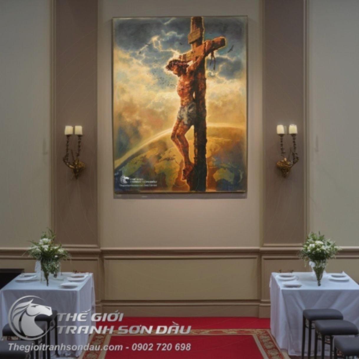 Tranh Chúa Jesu đóng đinh cây thánh giá kích thước đa dạng 